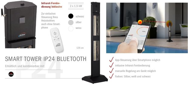 SMART TOWER BLUETOOTH IP24, 3kW, Black, BTBHST3024-1